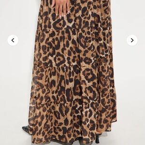 Leopard Print Tiered Maxi Skirt